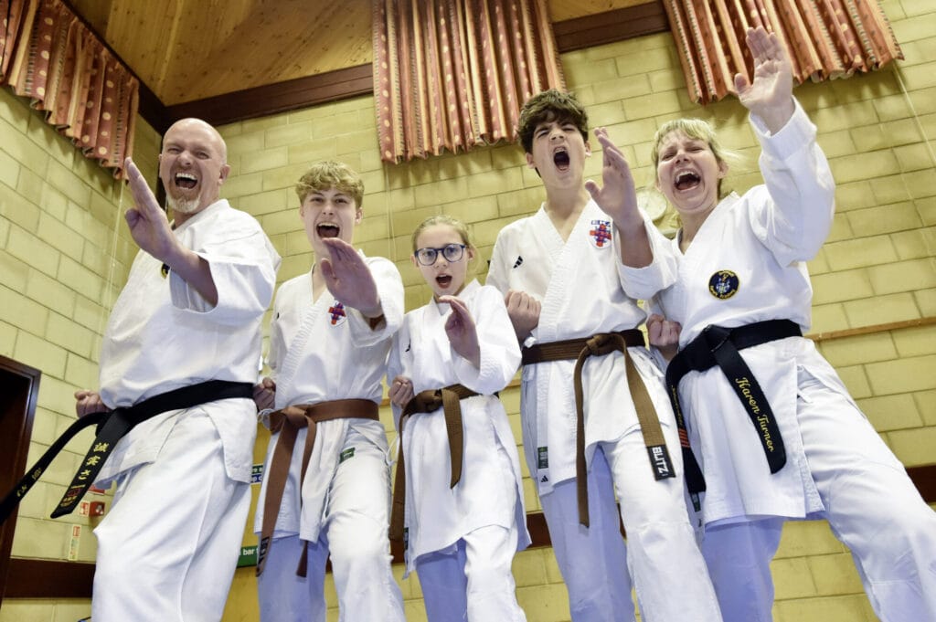A group shot of some of the students at Driffield Karate Academy, with founder Karen Turner.