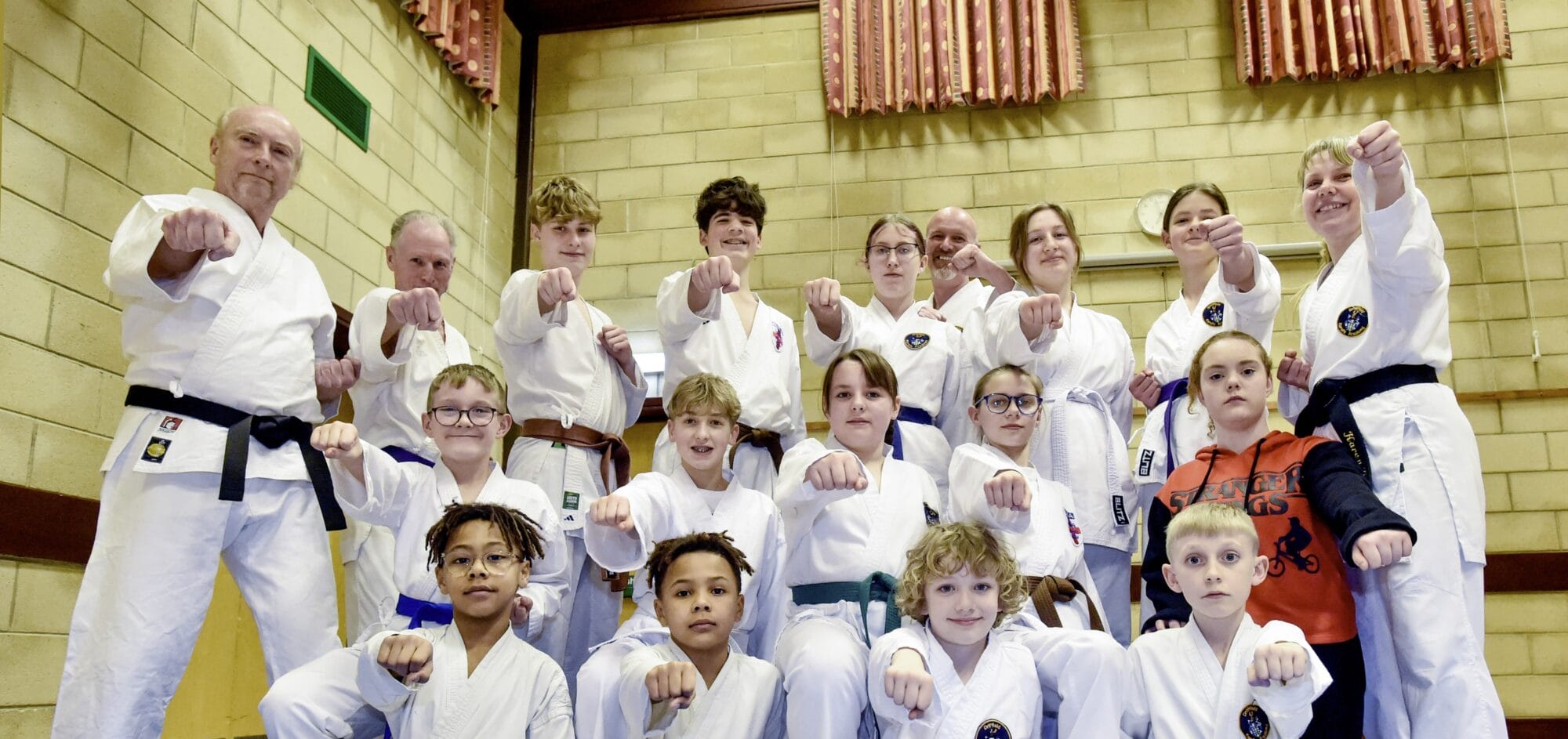 A group shot of the students and coaches at Driffield Karate Academy.