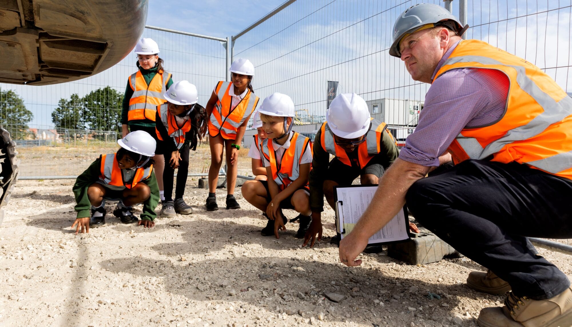 Site Manager Scott Henderson with St Patricks pupils
